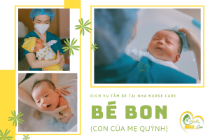 Các điều dưỡng viên của Nurse Care tiến hành dịch vụ tắm tại nhà cho bé Bon (con của mẹ Quỳnh).