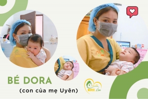 Các điều dưỡng viên của Nurse Care tiến hành dịch vụ tắm tại nhà cho bé Dora (con của mẹ Uyên).