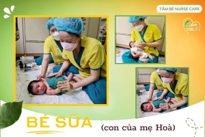 Các điều dưỡng viên của Nurse Care tiến hành dịch vụ tắm tại nhà cho Bé Sữa (con mẹ Hòa).