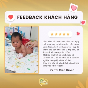 Feedback của khách hàng Vũ Thị Minh Huyền khi trải nghiệm dịch vụ tại Nurse Care.