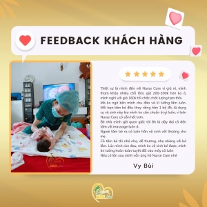 Feedback của khách hàng Vy Bùi khi trải nghiệm dịch vụ tại Nurse Care.