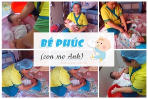 Các điều dưỡng viên của Nurse Care tiến hành dịch vụ tắm tại nhà cho Bé Phúc (con của mẹ Anh).