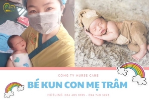 Các điều dưỡng viên của Nurse Care tiến hành dịch vụ tắm tại nhà cho Bé Kun (con của mẹ Trâm).
